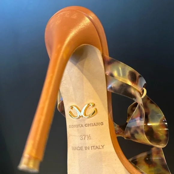 ❤️Monika Chiang Klara Brown Leather & Tortoise PVC Sandals - Picture 9 of 12